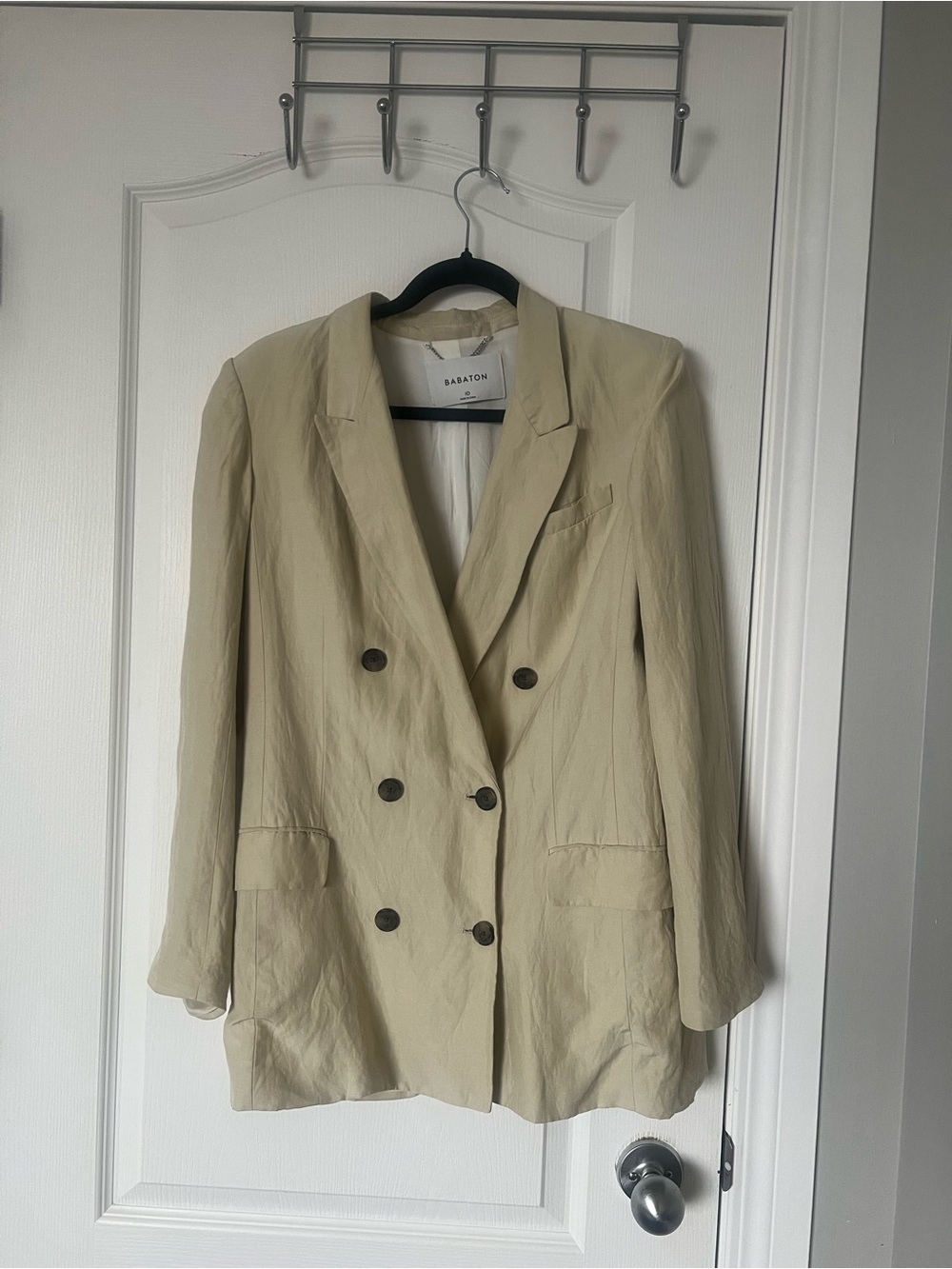 Aritzia Babaton linen Samuel flaxseed beige Double-Breasted Blazer